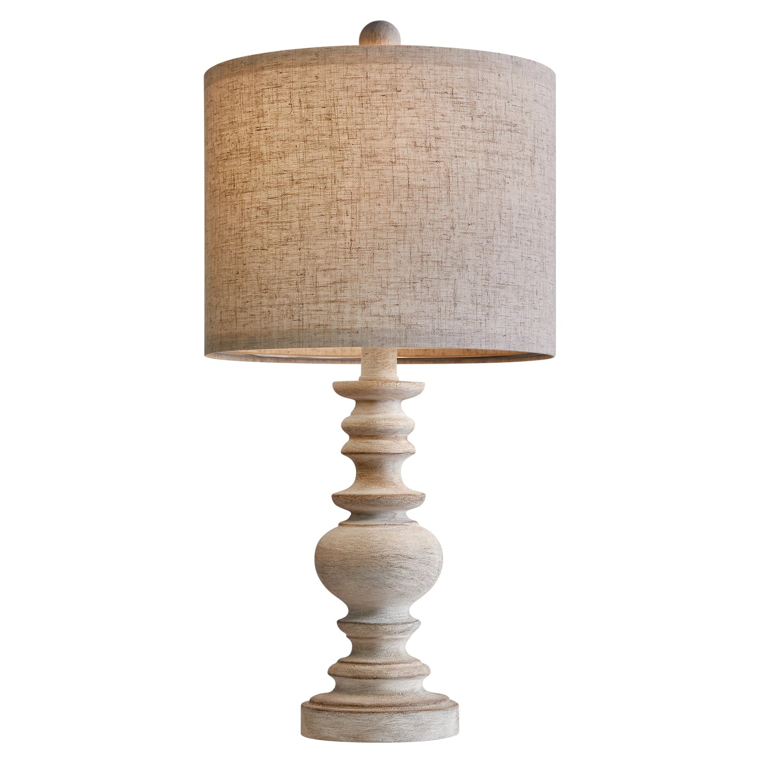 Oneach Farmhouse Table Lamp for Living Room Bedroom 20" Retro Nightstands Bedside Lamps Resin