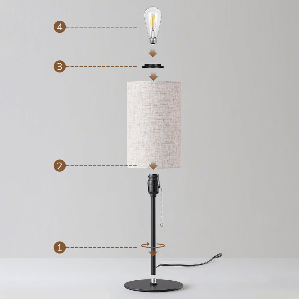 EDISHINE Table Lamps set of 2 for Living Room Bedroom Modern Style Pull Chain Switch