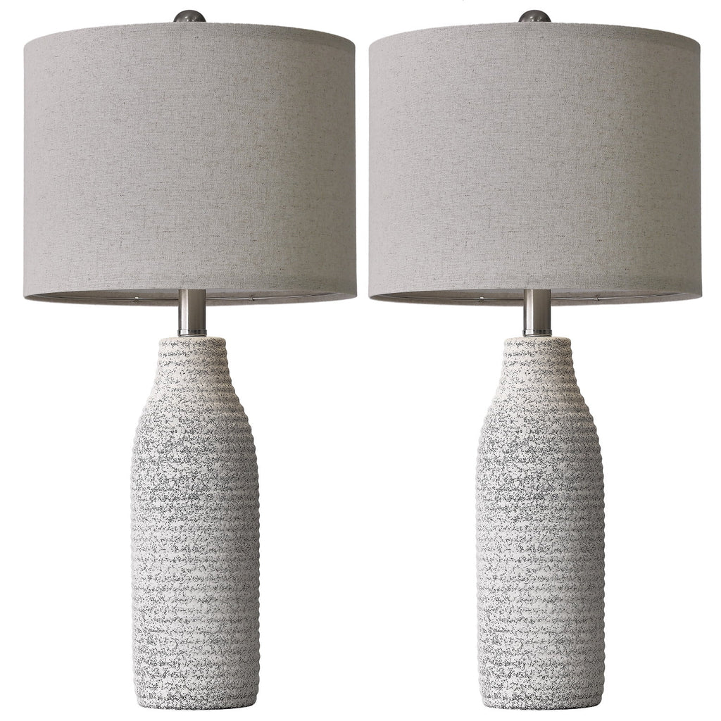 Yokila 25" White Ceramic Table Lamps Set of 2 for Living Room Bedroom Modern Bedside Nightstand Lamps
