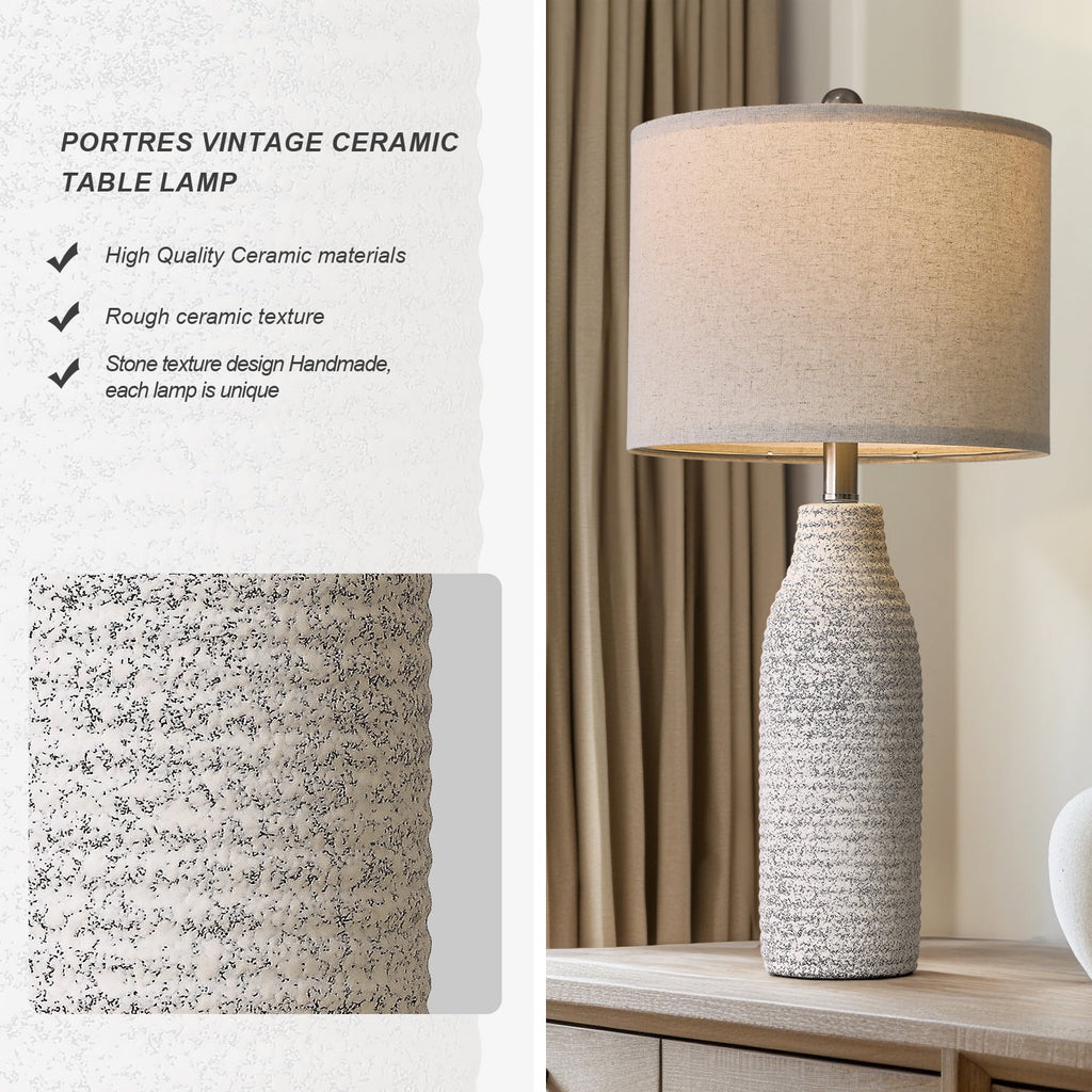 Yokila 25" White Ceramic Table Lamps Set of 2 for Living Room Bedroom Modern Bedside Nightstand Lamps