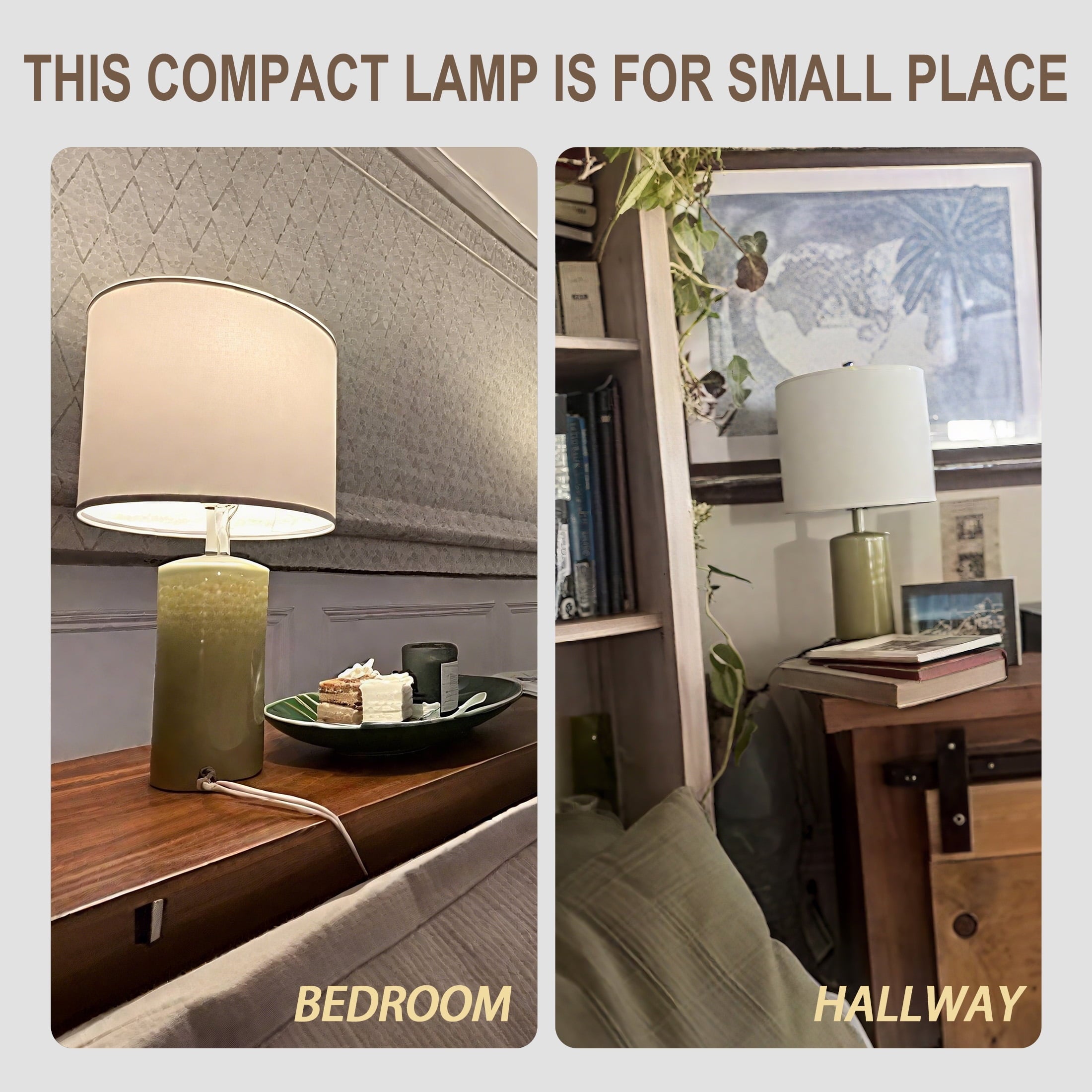 Oneach Modern Table Lamp Set of 2 for Living Room 20.25" Farmhouse Green Ceramic Bedside Nightstand Lamps for Bedroom