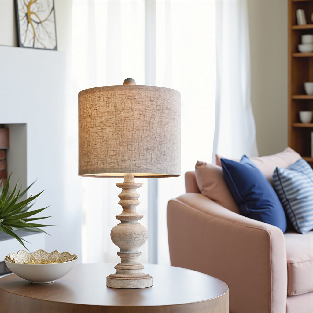 Oneach 20" Resin Table Lamps for Bedroom Lamps Set of 2 Retro Farmhouse Bedside Nightstand Lamp