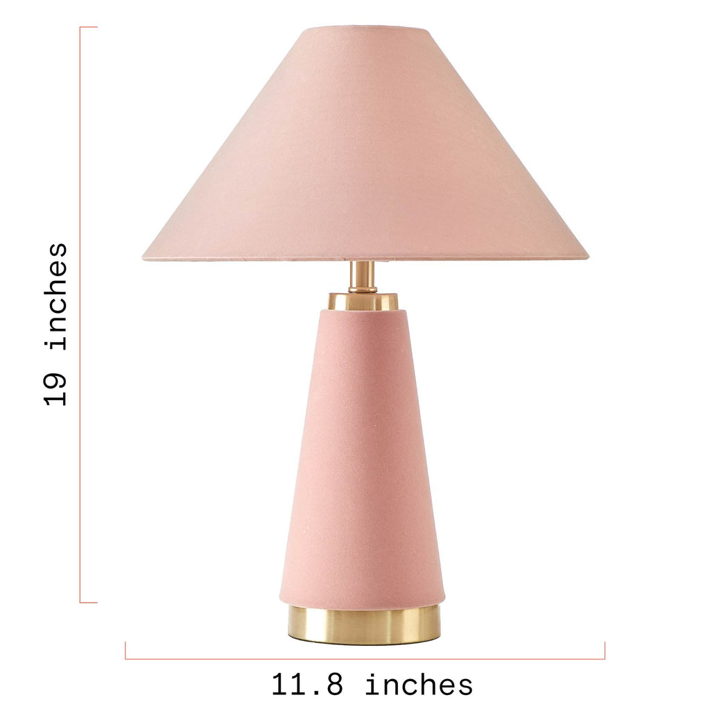 Beautiful Rose Pink Velvet Table Lamp by Drew Barrymore, 19" H