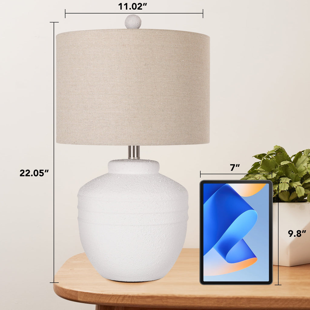 Farmhouse Jar Table Lamp 1 Pack, Rotary Switch Rustic Bedside Lamp, Pot Nightstand Lamp for Bedroom Living Room (LED Bulb Included)