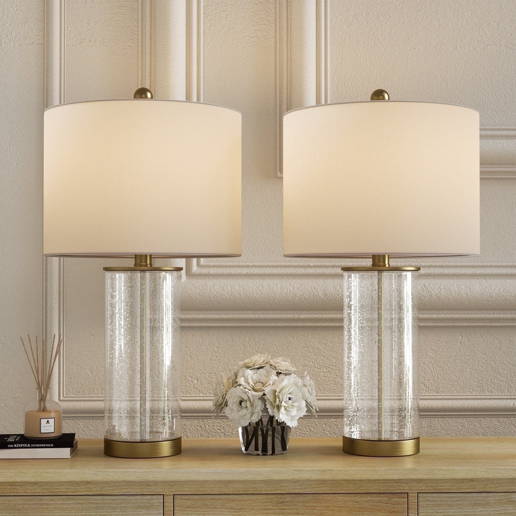 Maxax Bubble Glass Table Lamps for Living Room Set of 2,  23"  Modern Gold Bedside Nightstand Lamps for Bedroom