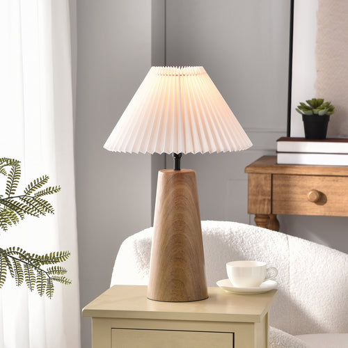 Better Homes & Gardens Wood Grain Finish Table Lamp with Pleated Shade