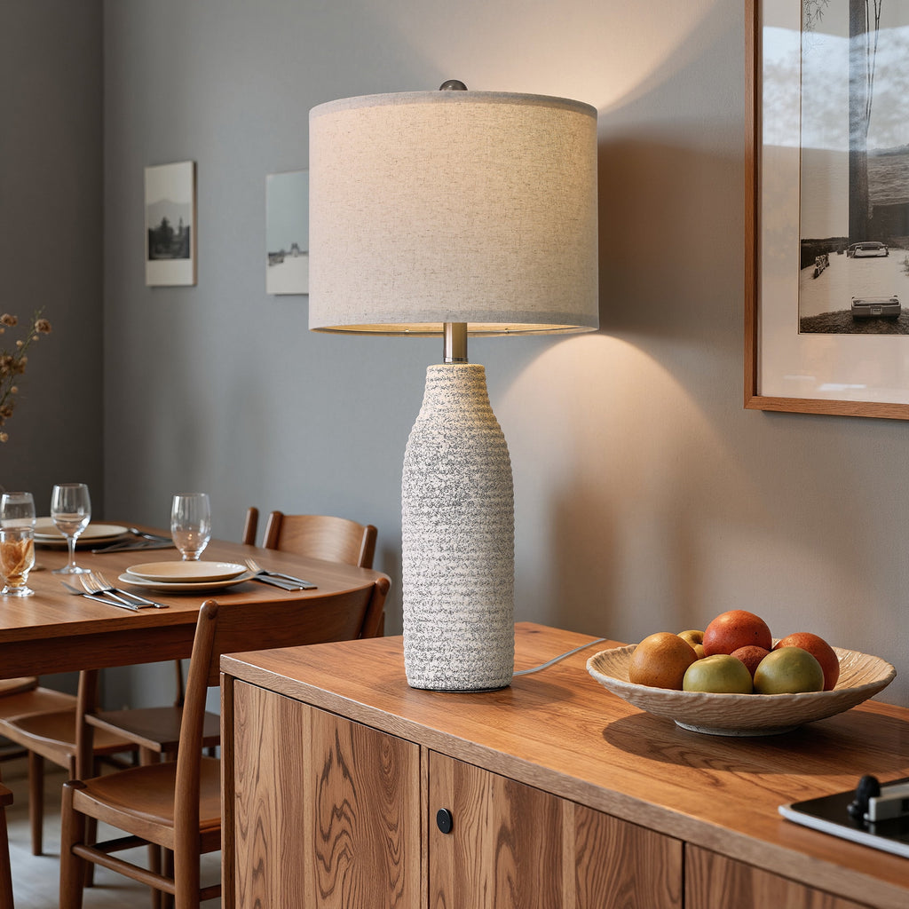 Yokila 25" White Ceramic Table Lamps Set of 2 for Living Room Bedroom Modern Bedside Nightstand Lamps