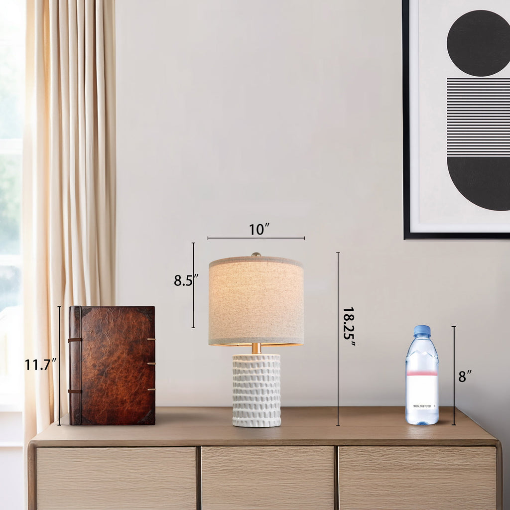 Oneach Ceramic Table Lamp Set of 2 for Living Room Bedroom 18.25" Modern White Bedside Nightstands Lamps